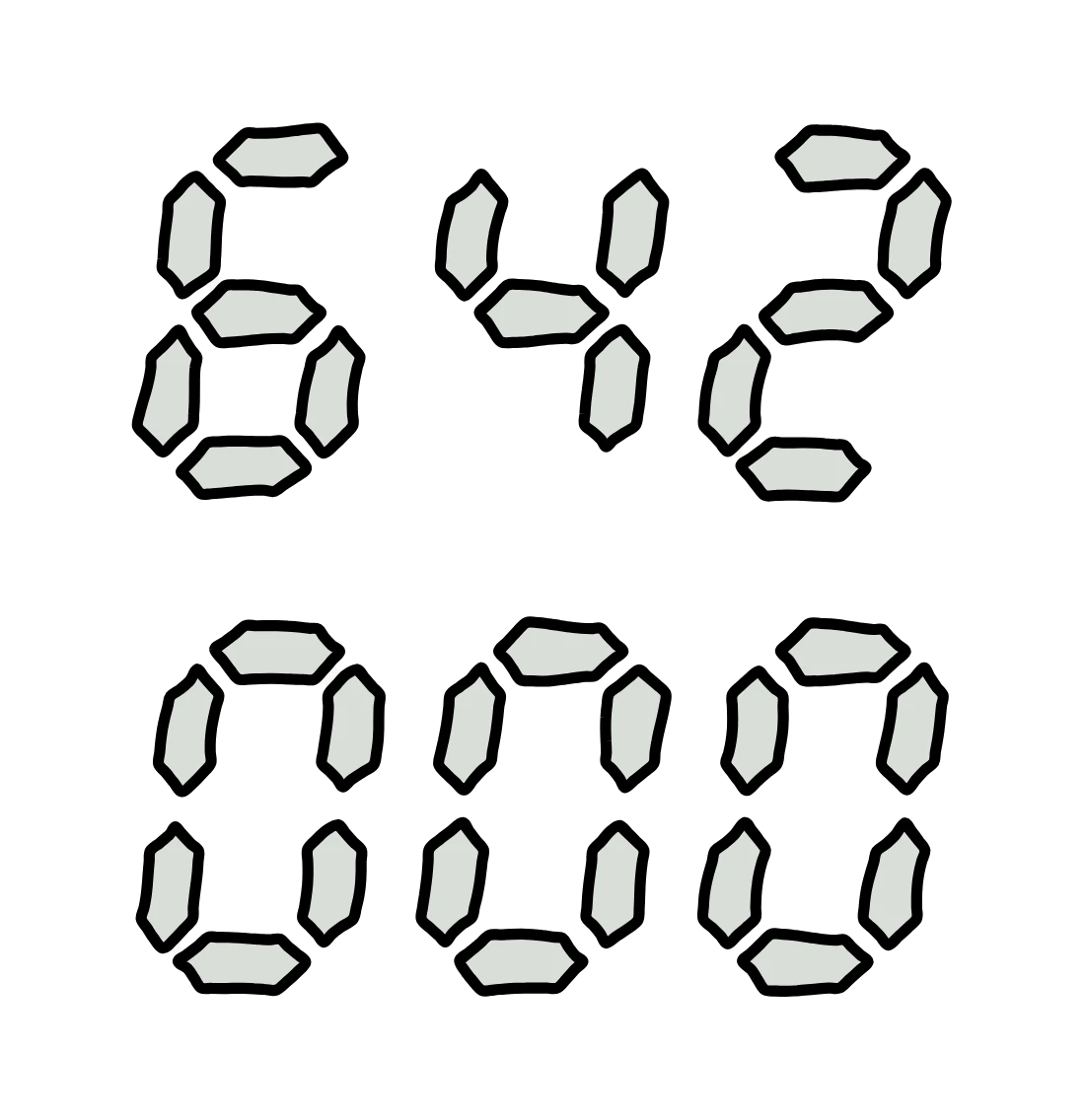 The number 642 000 in old-style seven-segment digits, 642 on the top row and 000 below